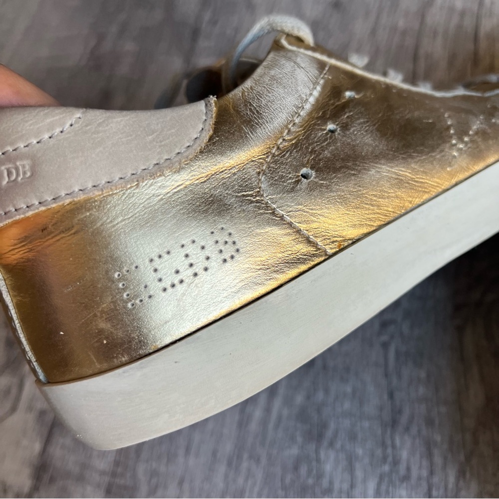 Golden Goose Superstar Gold Leather Star Sneakers Distressed Low Top Size (X) - Picture 6 of 16